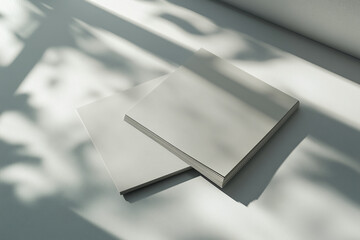 Overlapping sheets of blank paper create a serene workspace aesthetic