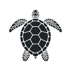 Sea Turtle Silhouette with Geometric Shell Pattern Marine Life Illustration Ocean Creature Design Underwater Animal Graphic Turtle Icon Vector Art