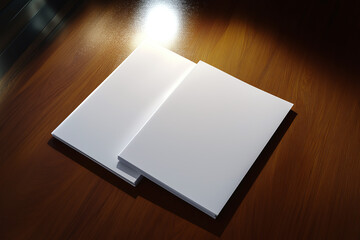 Blank sheets creating soft shadows on polished table surface