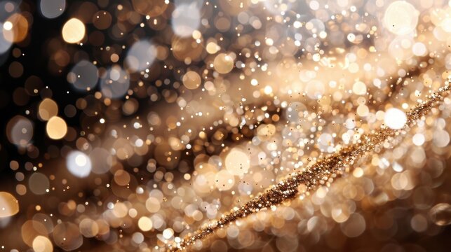 Breathtaking golden sparkles illuminate a dark background, creating an enchanting atmosphere that evokes feelings of celebration and wonder amidst the shimmering lights.