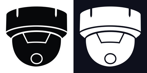  Security camera icons in black and white, representing surveillance and safety, ideal for security system promotions and digital privacy concepts © Pixelly