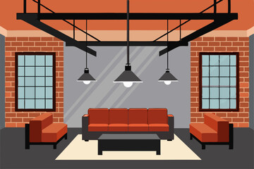 Loft Style Apartment Cartoon Animation Background Vector illustration © Dalia