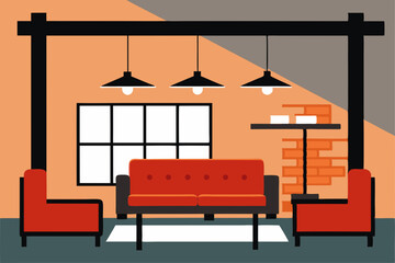 Stylish Loft Apartment Cartoon Animation Background Vector illustration © Dalia