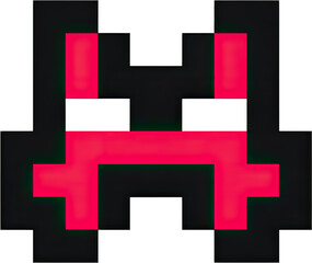 Obraz premium Pixelated red and white figure against a black background.