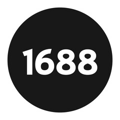 A black circle containing the white number sixteen eighty eight in the center of the circular shape design