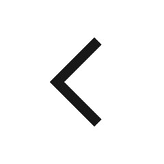 An illustration of a simple black chevron arrow pointing to the left on a plain white background view