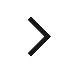 An illustration of a simple black chevron pointing to the right on a plain white background space here