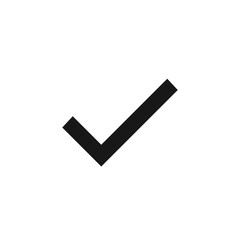 A simple black check mark icon with thick lines isolated on a white background indicating validation