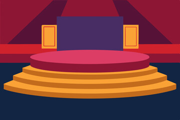 Empty TV Studio Stage Cartoon Animation Background Vector illustration