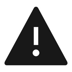 Black triangle with a white exclamation point inside warning sign for danger and alert message of caution