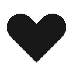 A simple black heart shape on a white background representing love and affection in a minimalist style