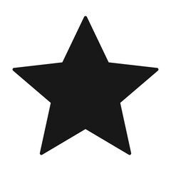Fototapeta premium Simple graphic of a solid black five pointed star shape on a plain white background in a vector format