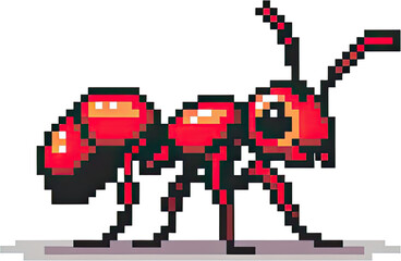 Pixel art ant illustration.