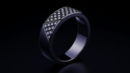 Geometric diamond ring, 14K black rhodium