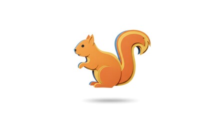 Adorable Papercraft Squirrel Illustration Design, Cute Orange and Yellow Animal Art