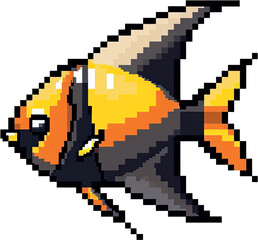 Fototapeta premium Pixelated orange and black fish.