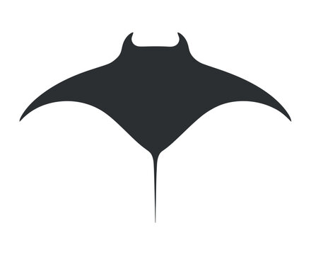 Simple Vector Illustration of a Manta Ray a Majestic Marine Animal on a White Background Perfect for Logos and Designs