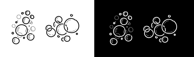 Doodle soap bubbles icon linear. Sparkling water bubbles illustration. Fizzy drink and effervescent effect
