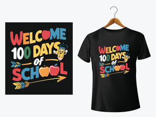 Welcome 100 days of school typography design applied on a black t shirt mockup