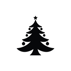 Obraz premium Simple Black Silhouette Christmas Tree Icon Festive Holiday Symbol