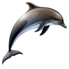 Jumping Dolphin Full Body PNG Silhouette Isolated on Transparent Background
