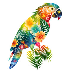 Parrot Head PNG Silhouette Tropical Style Isolated on Transparent Background