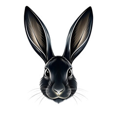 Rabbit Head PNG Silhouette with Long Ears Isolated on Transparent Background