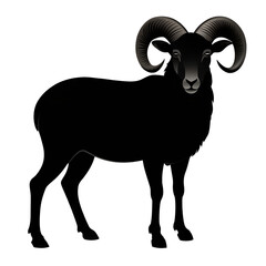 Ram Full Body PNG Silhouette Standing Pose Isolated on Transparent Background
