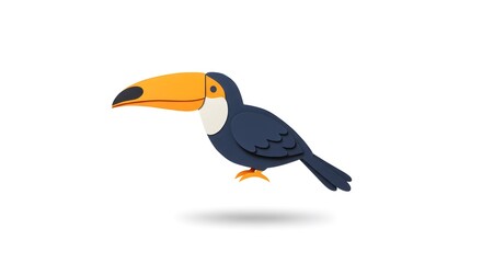 Fototapeta premium Vibrant Toucan Illustration in Papercraft Style: A Tropical Bird Design
