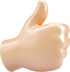 Three-dimensional hand giving a thumbs-up gesture.