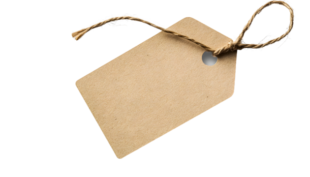 blank paper tag with string isolated on transparent background with shadow - Powered by Adobe