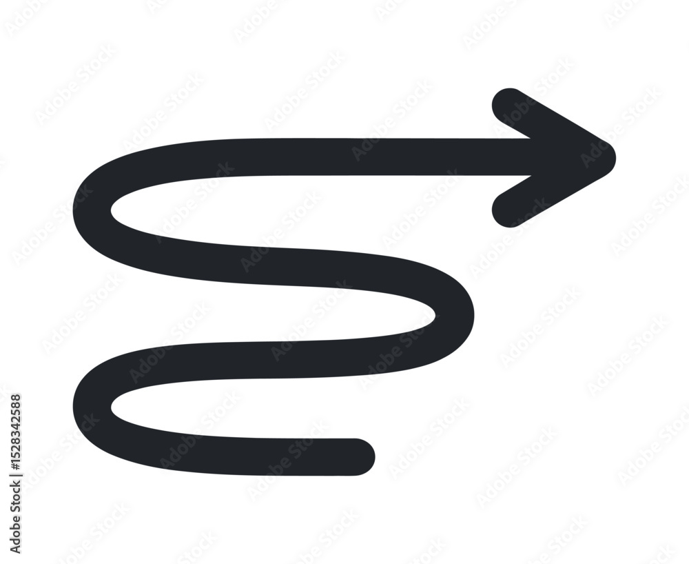 Poster winding path arrow icon directional symbol with curves navigation and guidance simple graphic elemen