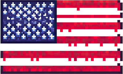 Pixelated depiction of the american flag.