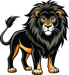 Obraz premium Cartoon illustration of a wild lion head vector, isolated black and white animal drawing for tattoo or mascot