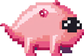 Obraz premium Pink pixelated creature with sunglasses.