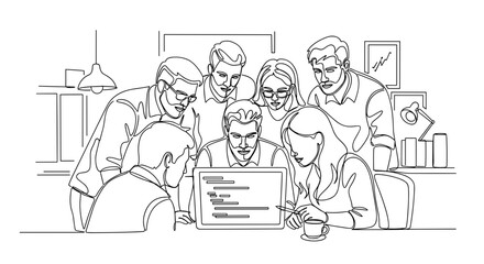 Team Collaborating on Project with Laptop in Modern Startup Environment for Business Blogs, Team Building Workshops, Educational Resources, and Online Content Creation