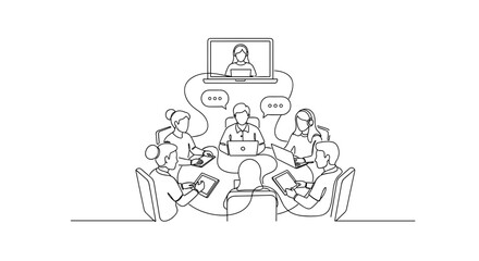 Video Call Meeting with Team Collaboration on Screen for Business Presentations, Remote Work Solutions, Virtual Meetings, and Online Team Communication