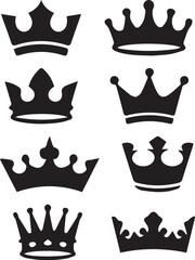 Crown icon set. Collection of crown silhouette.