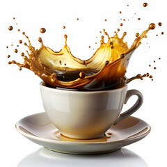 Coffee splash dynamic beverage image on white