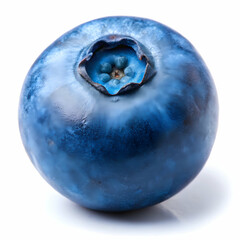 Single juicy blueberry closeup isolated on white background