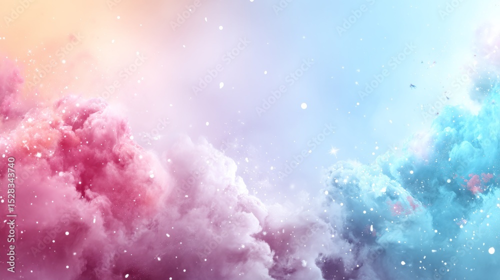 Poster Explore Dreamy Realms With Vibrant Gradients and Mystical Elements Against a Serene Backdrop for an Engaging Visual Experience