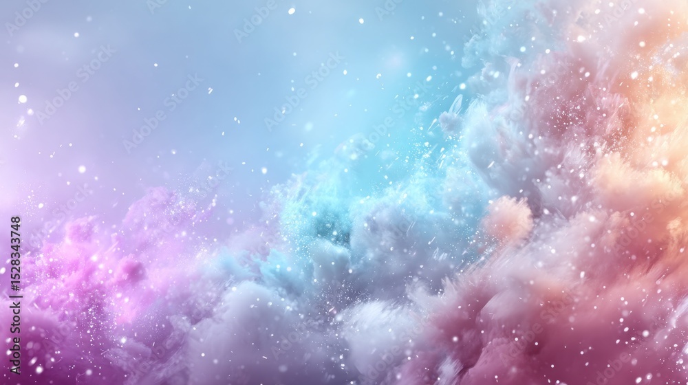 Aufkleber Vibrant Gradient Background With Ethereal Clouds and Mystical Elements Inviting Imagination and Wonder