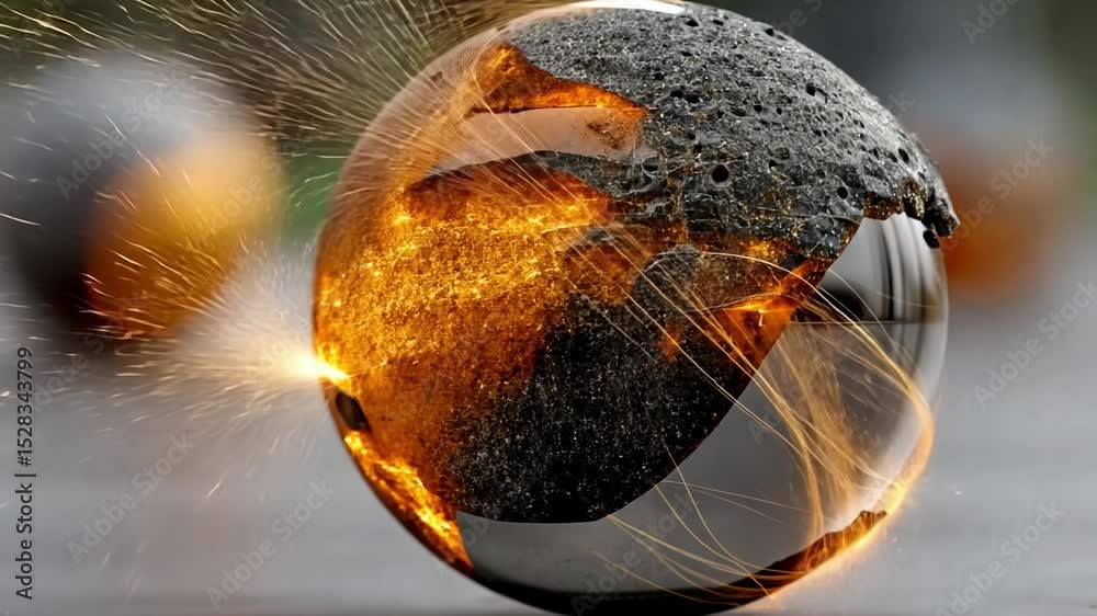 Aufkleber melting metal sphere: a visually captivating composition features a mesmerizing sphere that appears 
