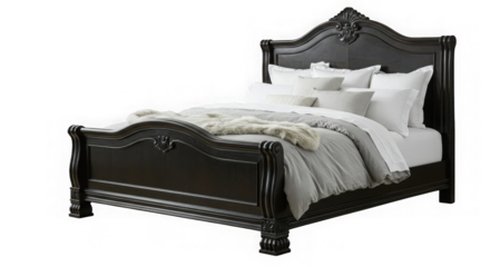 Elegant Black Sleigh Bed: Exquisite Bedroom Furniture