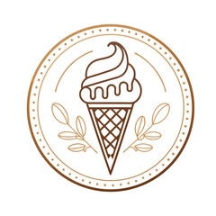 Modern Ice Cream Logo Design – Minimalist Vector Badge for Dessert Shops & Cafés Ice cream logo clipart set. Colorful cone ice cream icon clip art in pictogram style vector illustration color pastel	
