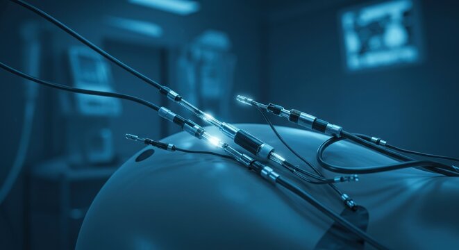 Medical procedure underway close up