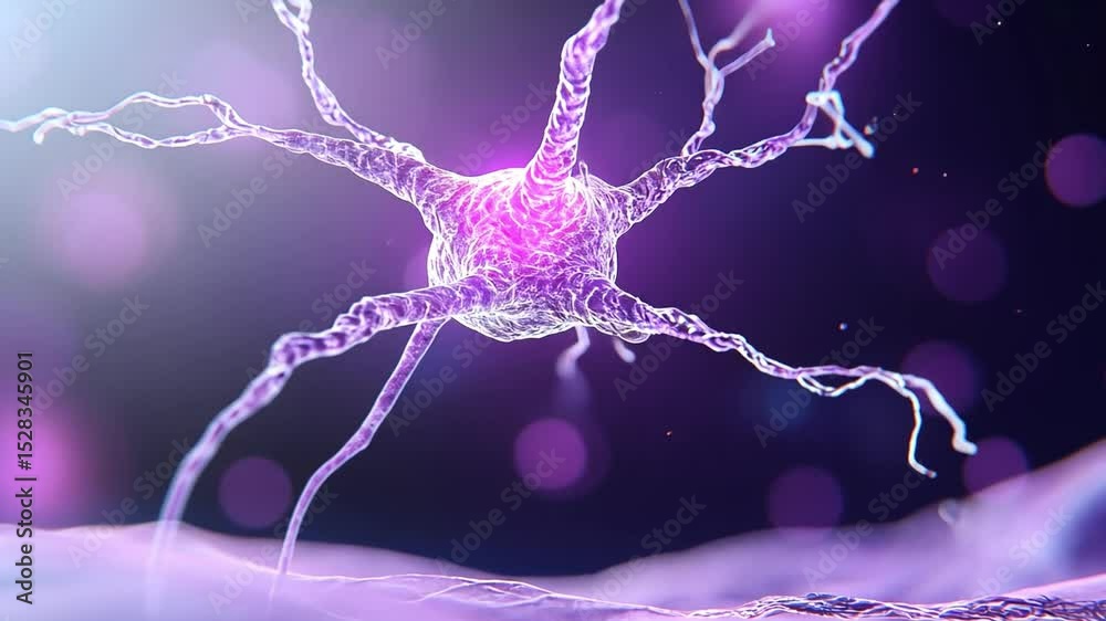 Aufkleber neuron close-up: a visually stunning, high-magnification image of a neuron, its delicate tendrils ra