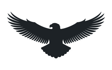 Obraz premium Majestic Eagle Silhouette with Open Wings Symbolizing Freedom Power and Vision Isolated on White Background Ideal for Logos Designs and Creative Projects