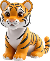 Cute cartoon tiger cub sitting.