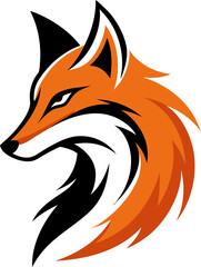 Obraz premium Cartoon red fox head vector illustration, a cute wild animal drawing with an orange tail and funny fur